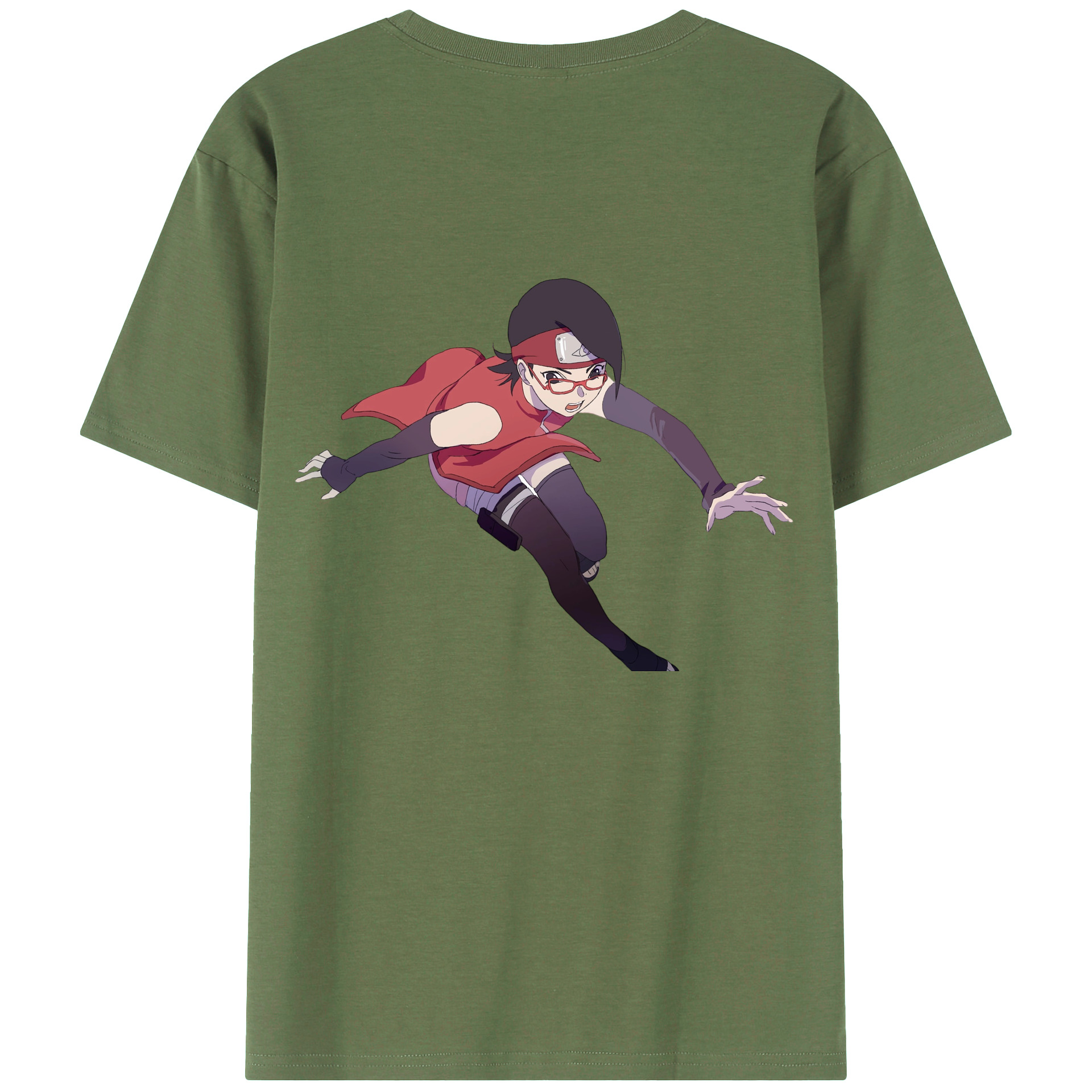 （画像用） NARUTO -ナルト- うちは サラダ Uchiha Sarada 綿100％ メンズ半袖Tシャツ（バックプリント） 通気性